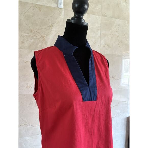 STS Sail to Sable Poplin Tunic Dress - M - Red Navy Preppy Holiday Resortwear - Picture 4 of 10